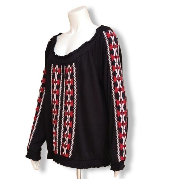 INC Festival Long Sleeve Peasant Top M PM Petite Tribal Bedouin Boho Vibe - Picture 3 of 16